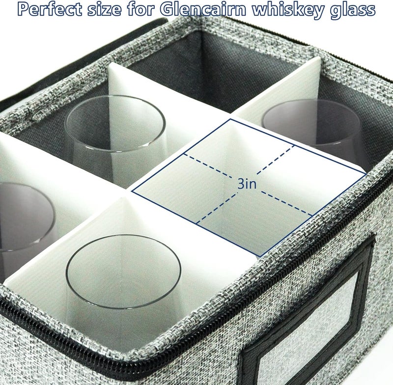 HURZMORO Storage Box for Glencairn Whisky Glass,6 Whiskey Glasses Holder for Organizer, Fully-Padded Inside with Sturdy Construction, Packing Boxes with Dividers- Perfect Whiskey Gift (6 compartments) - Image 3